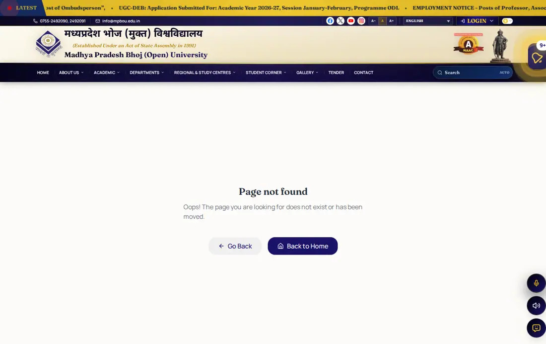 MPBOU official portal: Madhya Pradesh Bhoj (Open) University (MPBOU)