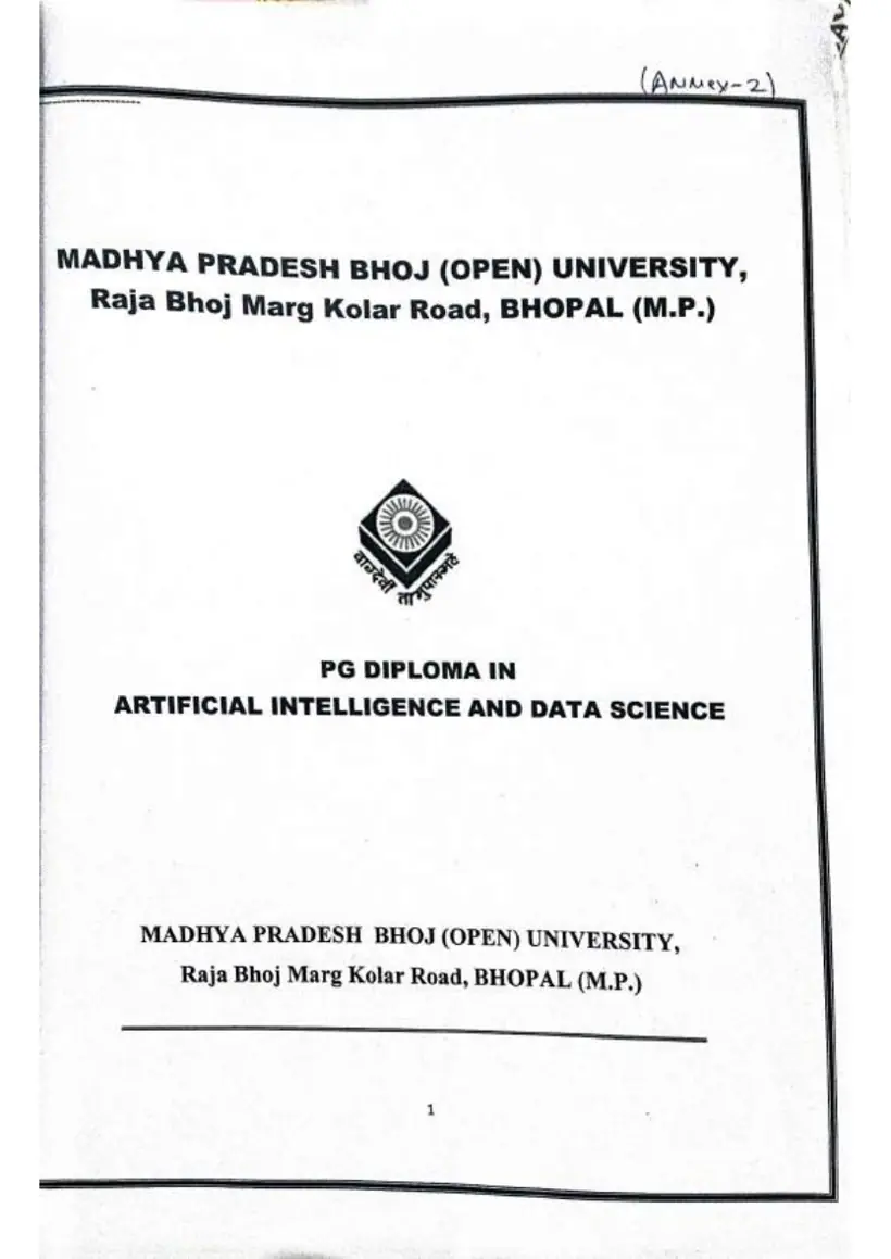 First page of the official MPBOU document: MPBOU PG Diploma Artificial Intelligence and Data Science Syllabus