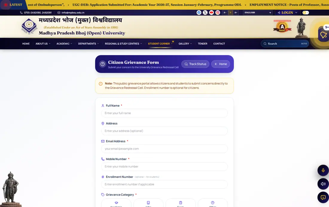 MPBOU official portal: Madhya Pradesh Bhoj (Open) University (MPBOU)